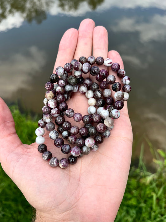 Pink Tourmaline and Quartz Bracelet 8mm
