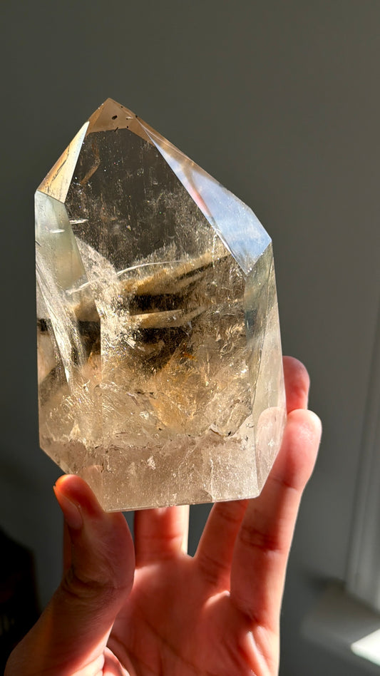 Smoky Quartz with Black Tourmaline Tower