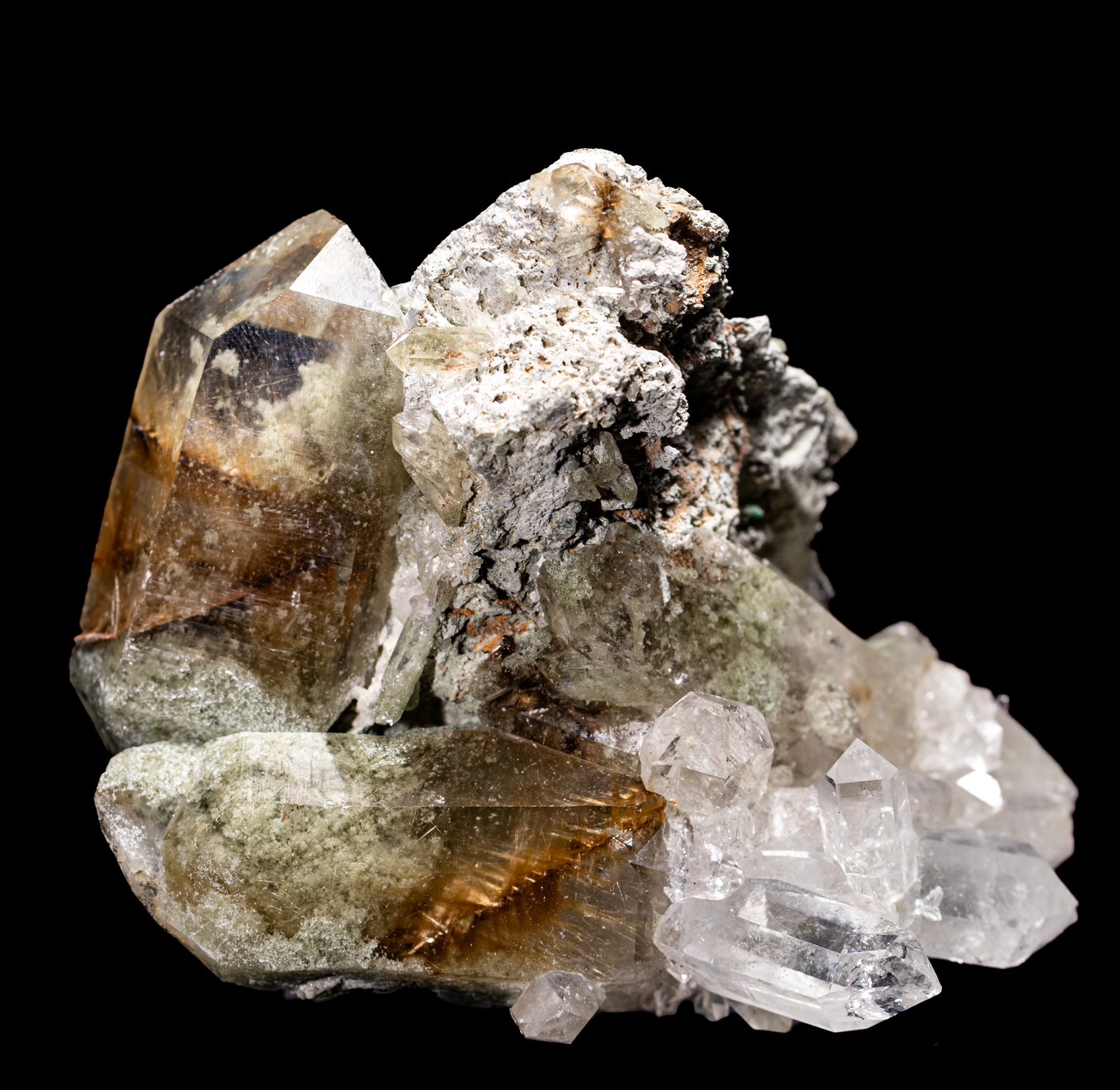 Quartz with Chlorite, Brookite & Rutile