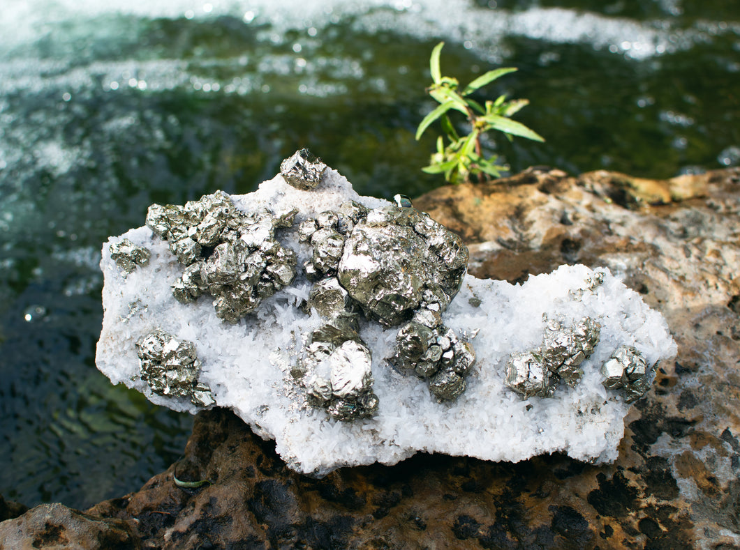 Pyrite on Quartz