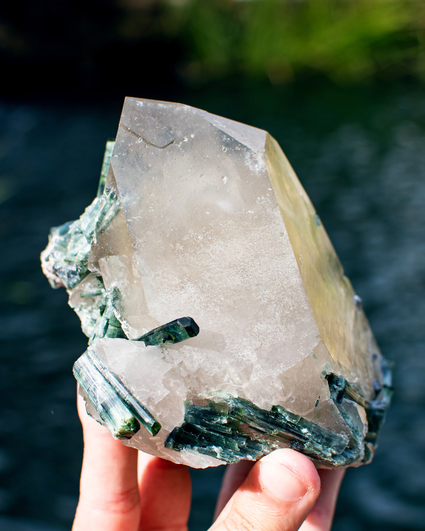 Quartz with Tourmaline & Lepidolite