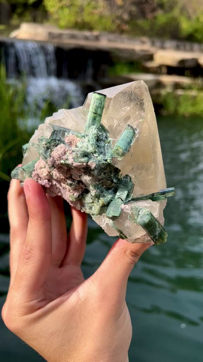 Quartz with Tourmaline & Lepidolite