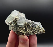 Load and play video in Gallery viewer, Octahedral Fluorite with Pyrite - Huanzala Mine, Huanzala, Hulananca District, Bolognesi Province, Ancash, Peru
