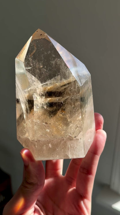 Smoky Quartz with Black Tourmaline Tower